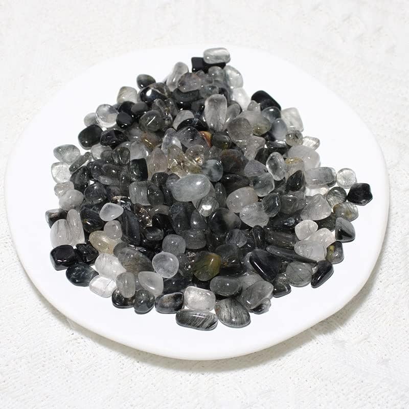 Meditation Home Natural Crystal Tumble Stone Polished Black Rutile Gravel Home Decor (Size : 300g)