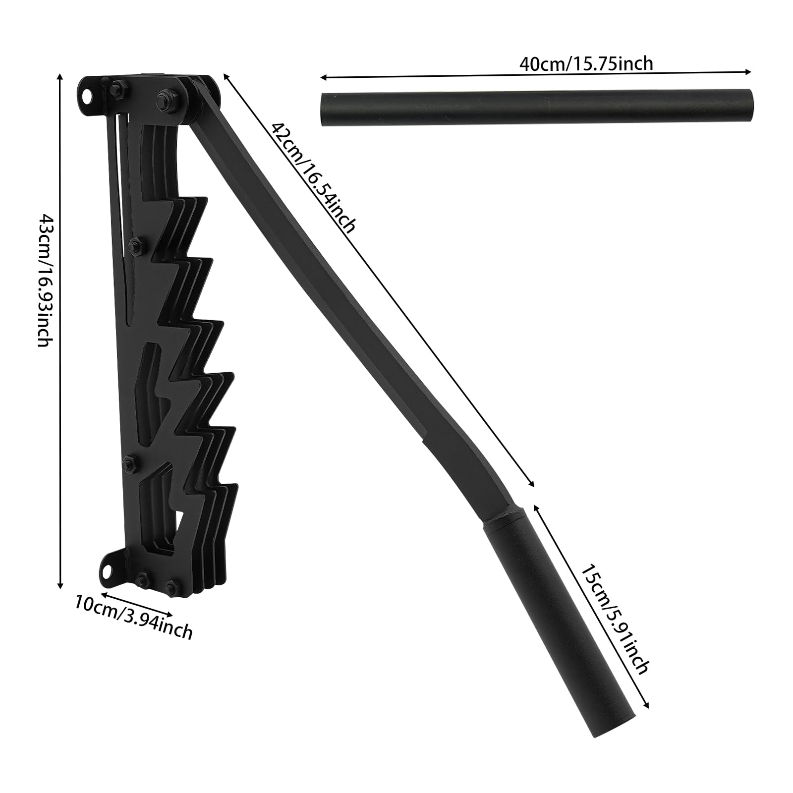 Uchwyt ścienny do łuparki do drewna, ręczny nóż do rozłupywania drewna z uchwytami 40 cm / 15 cm, ręczna łuparka 180°, do przygotowania suchego miękkiego drewna opałowego, w zestawie rękawice