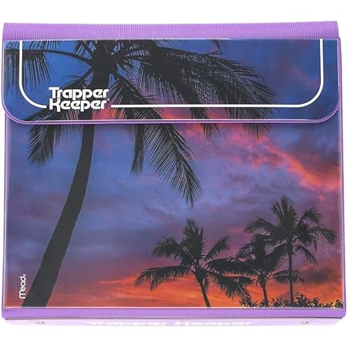 Mead Trapper Keeper Binder, Retro Design, 1 Inch Binder with Folders and Pockets, Holds 8-1/2" x 11" Paper, Palm Trees (260038FDE1-ECM)