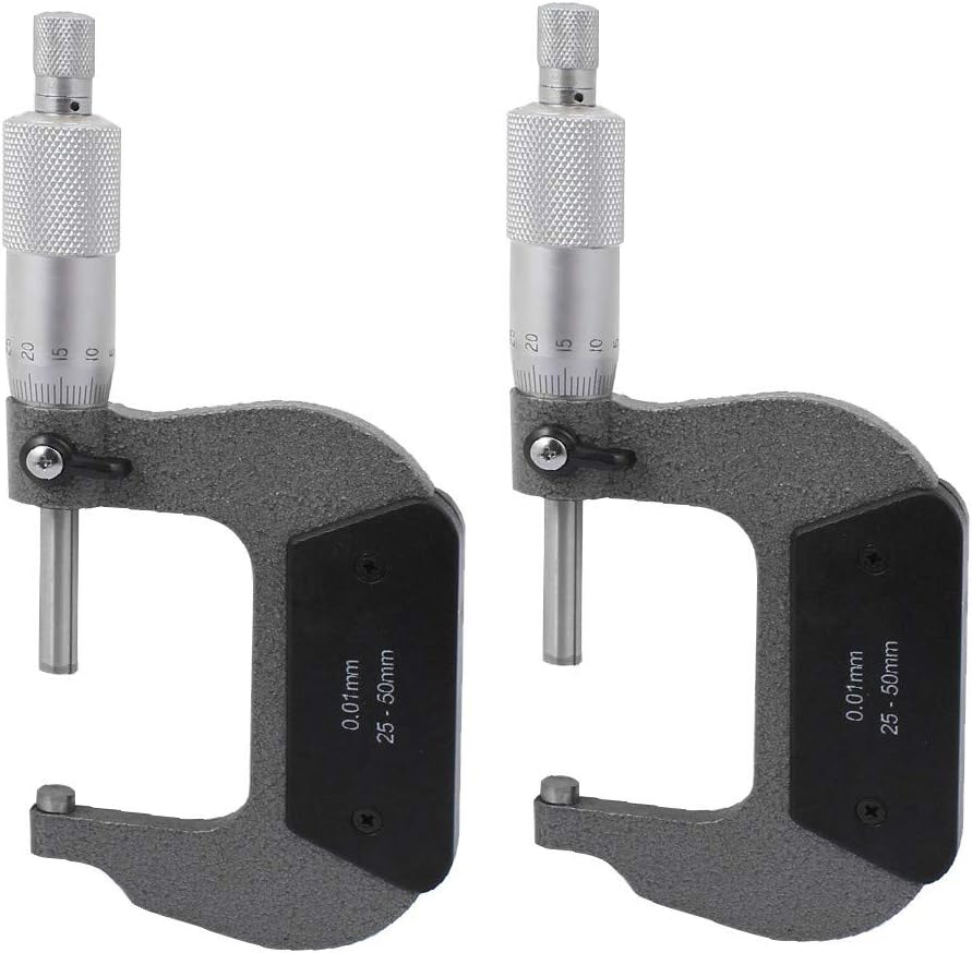 New Lon0167 2 Pcs Featured G-5 25-50mm Gauge reliable efficacy Outside Metric Micrometer 0.01mm Grad for Mechanist(id:10f 87 B-c 572)