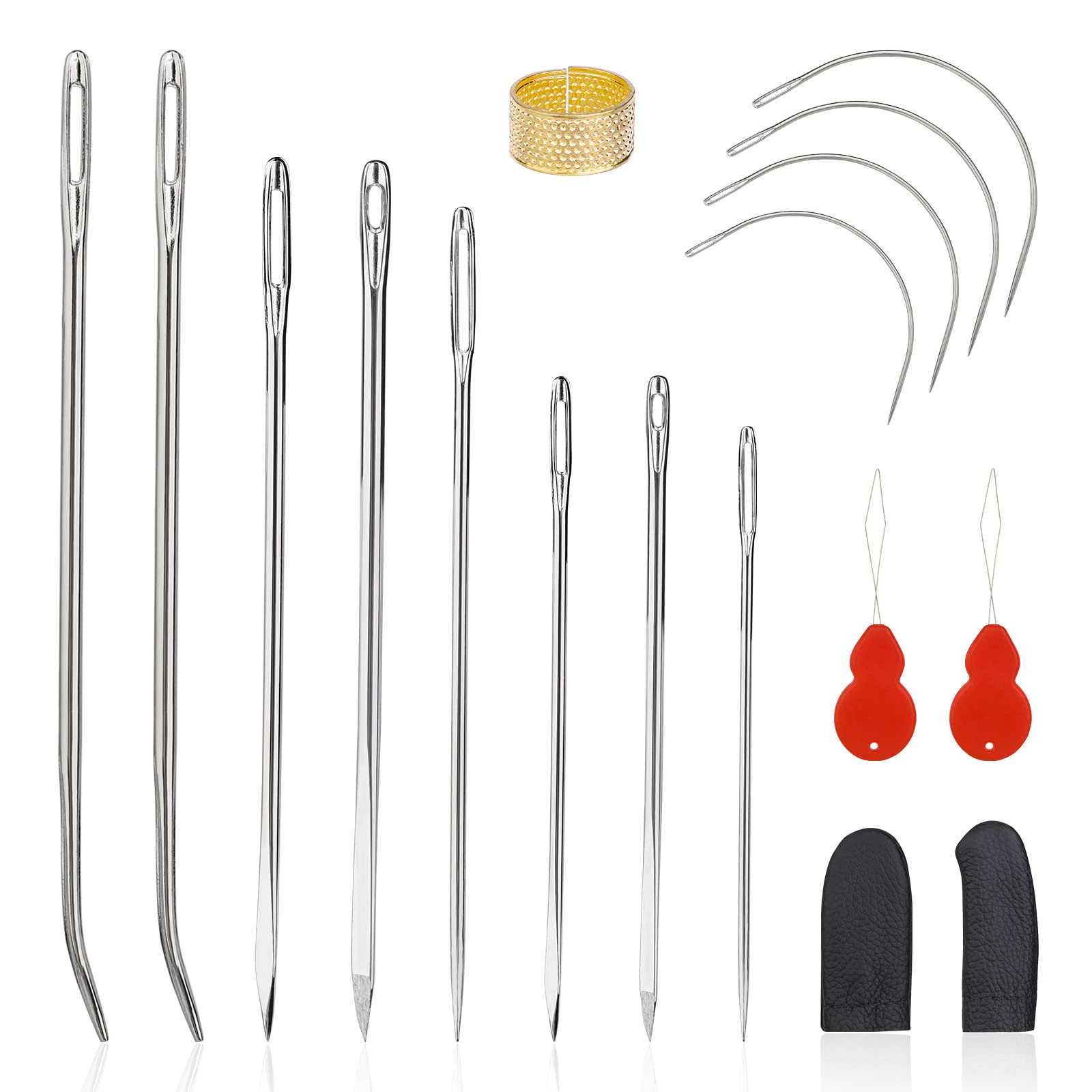 FOUSNOW 36-teiliges Nähnadel-Set Für Leder – Mit Gebogenen Nadeln, Spitznadeln & Holzetui, Für Reparaturen