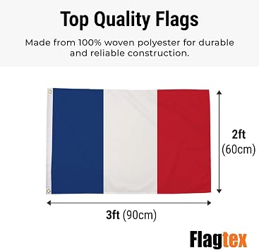 France Flag Small 3ft x 2ft (90cm x 60cm) - French National Flag Tricolore, Garden Display Outdoor Polyester Flag, European Country Banner, Sports Events