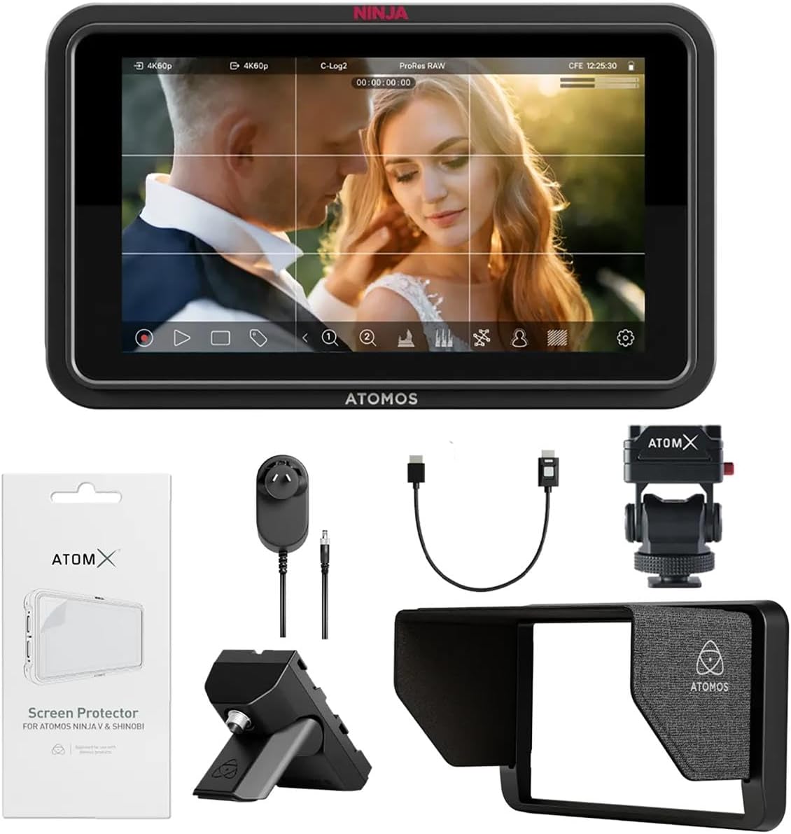 Atomos Ninja TX GO 5.2" Full HD Touchscreen Wi-Fi HDR On-Camera Monitor/Recorder, Bundle with 5.2" Creator Accessory Kit