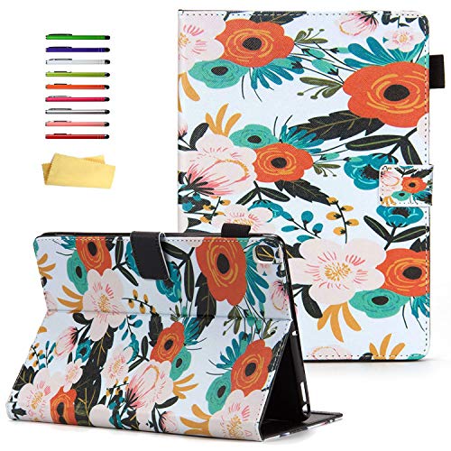 UUcovers for iPad 9th/8th/7th Generation Case 10.2 inch (2021/2020/ 2019) with Pencil Holder/Pocket [Auto Wake/Sleep] Folio Stand Slim PU Leather Smart Magnetic Wallet Shockproof Cover,Pink Red Flower