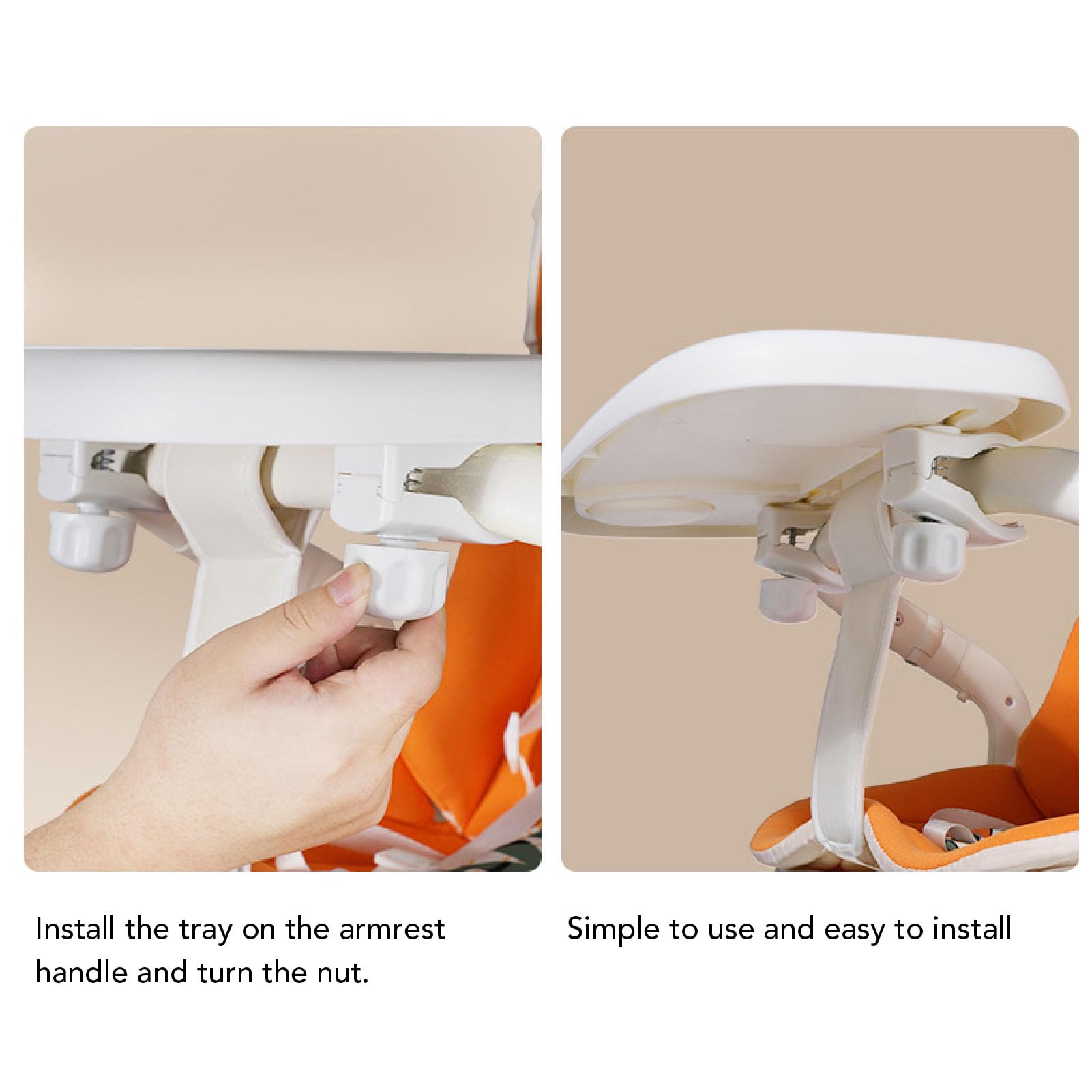 Acouto Vassoio Universale per Passeggino Accessori Antiscivolo Ingranditi Staccabili Vassoio Portabicchieri Portatile per Passeggino per Esterni Interni Arancione Facile e Rapido per il Trasporto