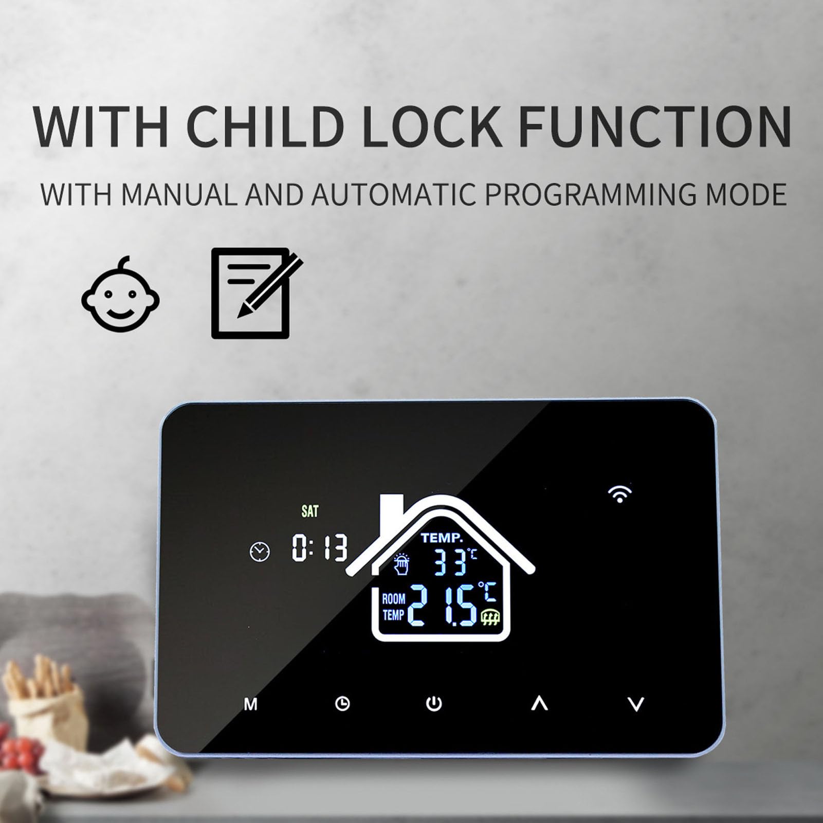 Yunseity Intelligenter Thermostat, 16 a, 4,3-Zoll-Touchscreen, Programmierbarer Digitaler Thermostat, Temperaturregler MIT App-Steuerung FUR FUßBODENHEZUNG (WiFi)