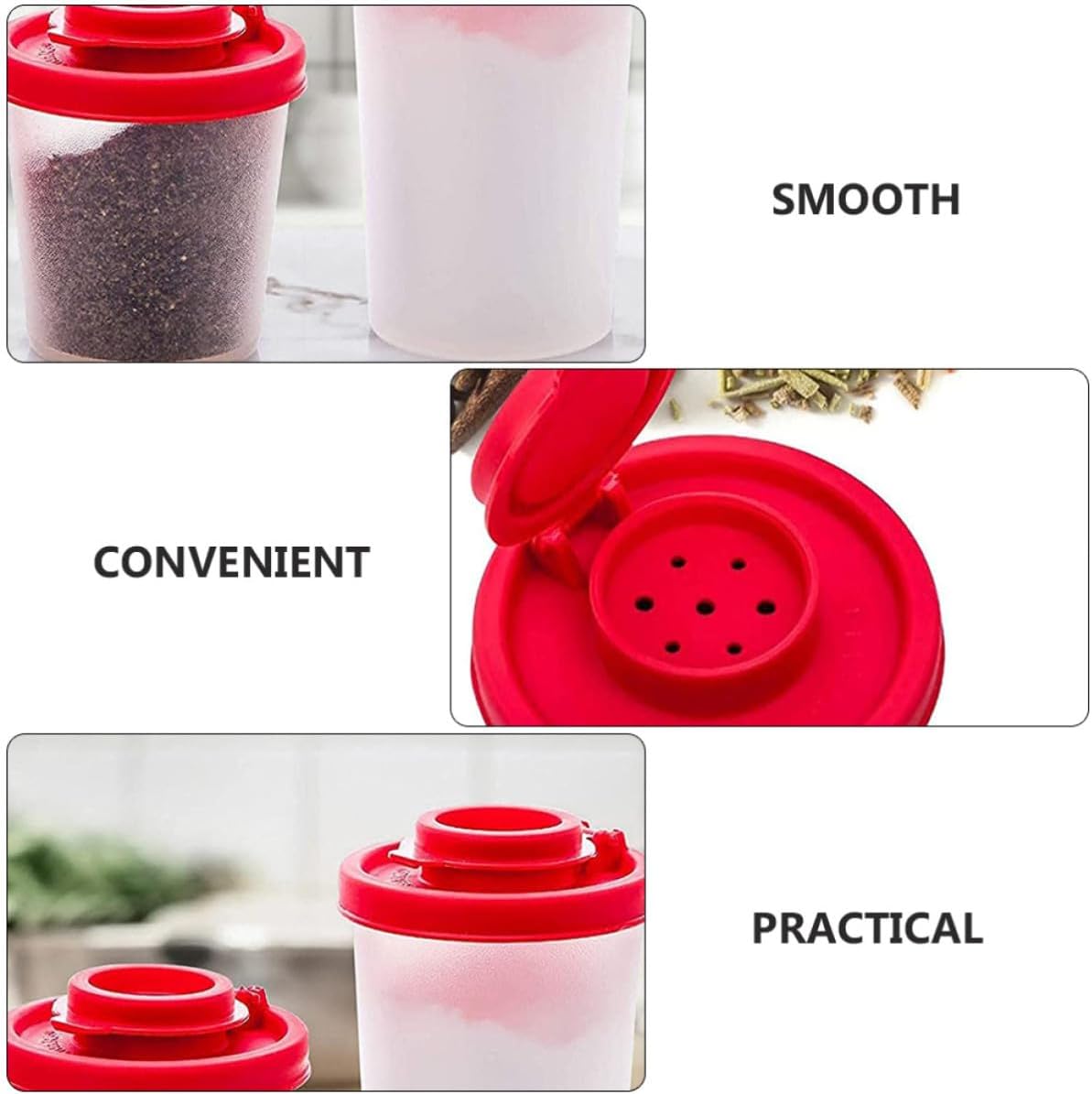 2pcs Plastic Pepper Shakers Portable Seasoning Bottles for Cooking
