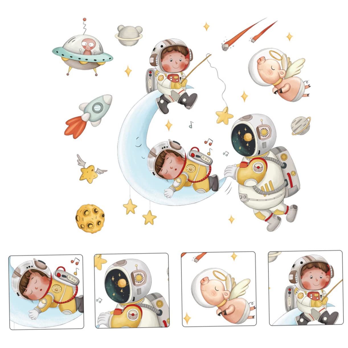 Toyvian 6 Set Adesivo murale astronauta adesivi murali margherite soffitto plafond spazio wall sticker home decor adesivo astronauta decalcomanie della parete della stanza pvc