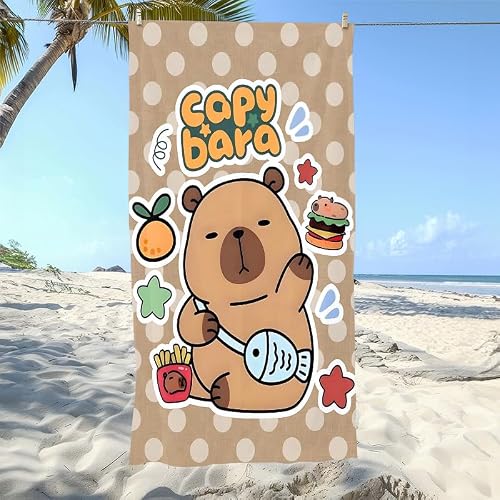 Spiritzohic Girls B Capybara Each Towel 150 * 75Cm, Quick Dry Microfiber Towel, Lightweight Kids Travel Towel,3D Printed Swimming Ath Shower Towels For Each And Pool