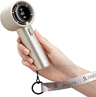 Vista 9 de JISULIFE Ventilador portátil de mano, velocidad (1-100) ajustable, mini turbo y batería recargable de 3600 mAh, ventilador personal con pantalla