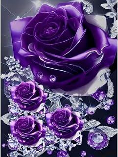 STGLCR Rose Diamond Painting Kits for Adults Purple Rose DIY 5D Diamond Art Kits Full Drill Diamond Dots Flowers Paintings with Diamonds Gem Art and Crafts Home Decor 12x16inch