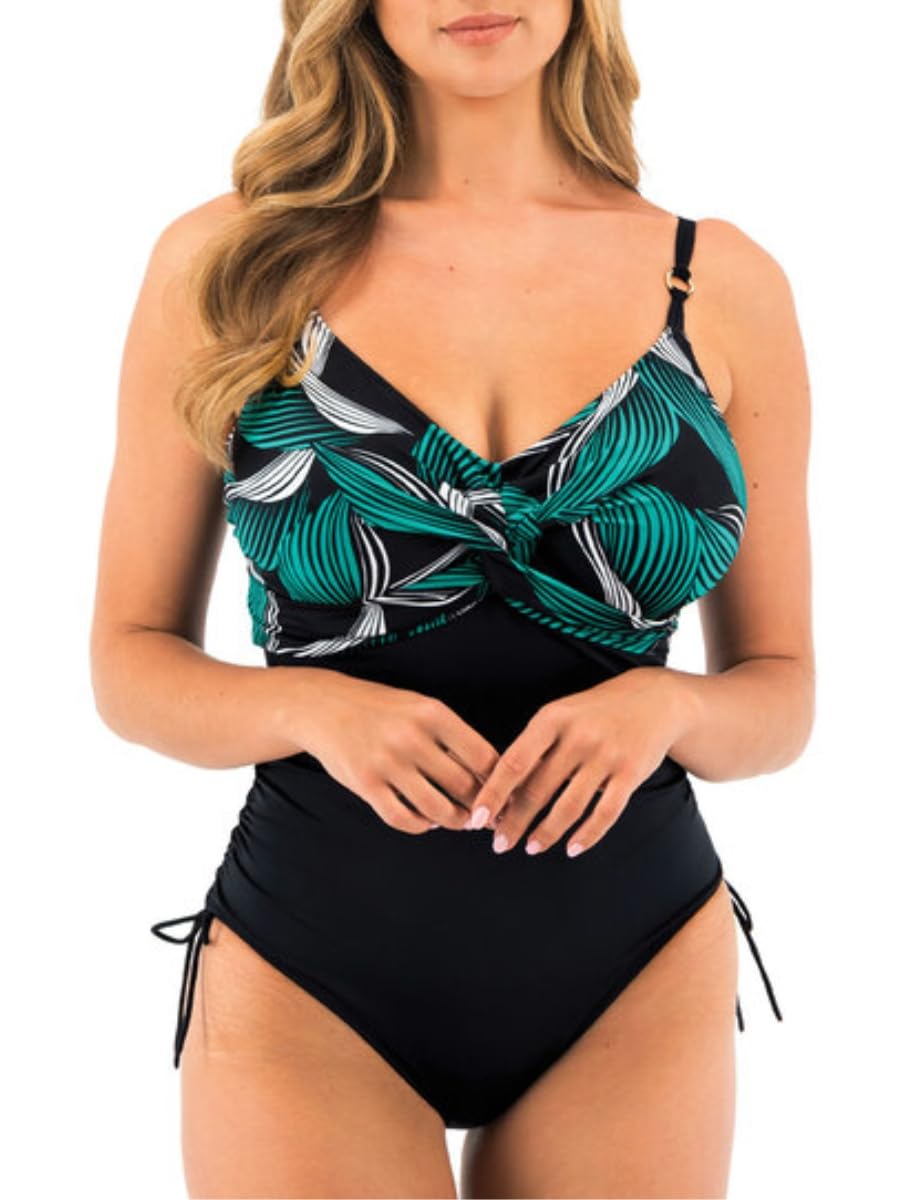 Fantasie Swim Saint Lucia Underwired Twist Front Swimsuit (34E, Black)