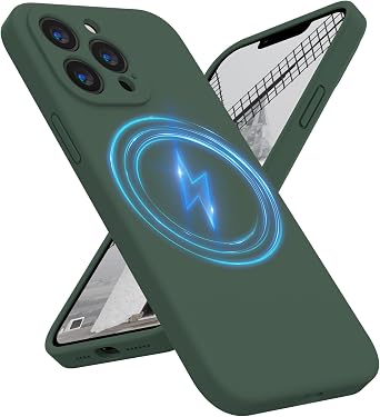 Antlia Magnetic Case Designed for iPhone 13 Pro Case, [Compatible with MagSafe] Silicone [Camera Protection] Phone Case, Soft Anti-Scratch Microfiber Lining Inside, 6.1 inch, Alpine Green