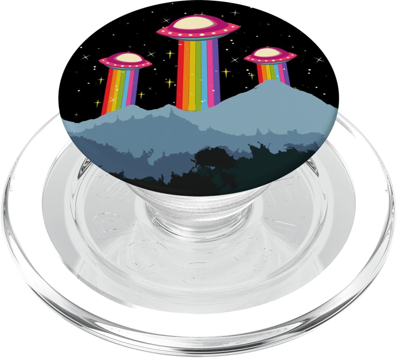 Alien UFO Rainbow Mountains PopSockets MagSafe PopGrip for iPhone
