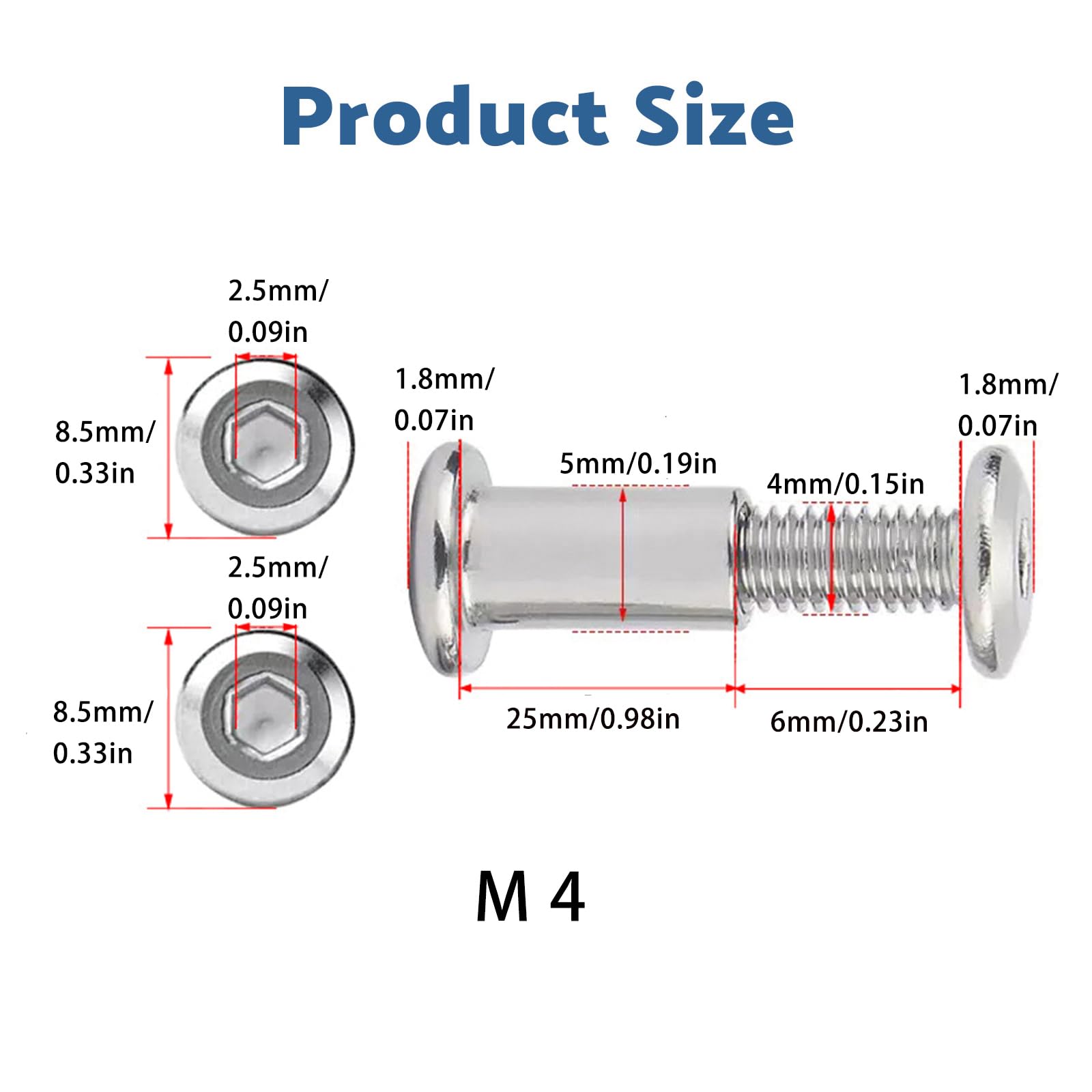 SHUNCHG 10pcs Furniture Connecting Screws M4x25mm Cabinet Connector Bolts,Hex Drive Socket Cap Bolts Barrel Nuts Sleeves Cupboard Joining Fixing Bolt for Frames Wood Boards - Image 2