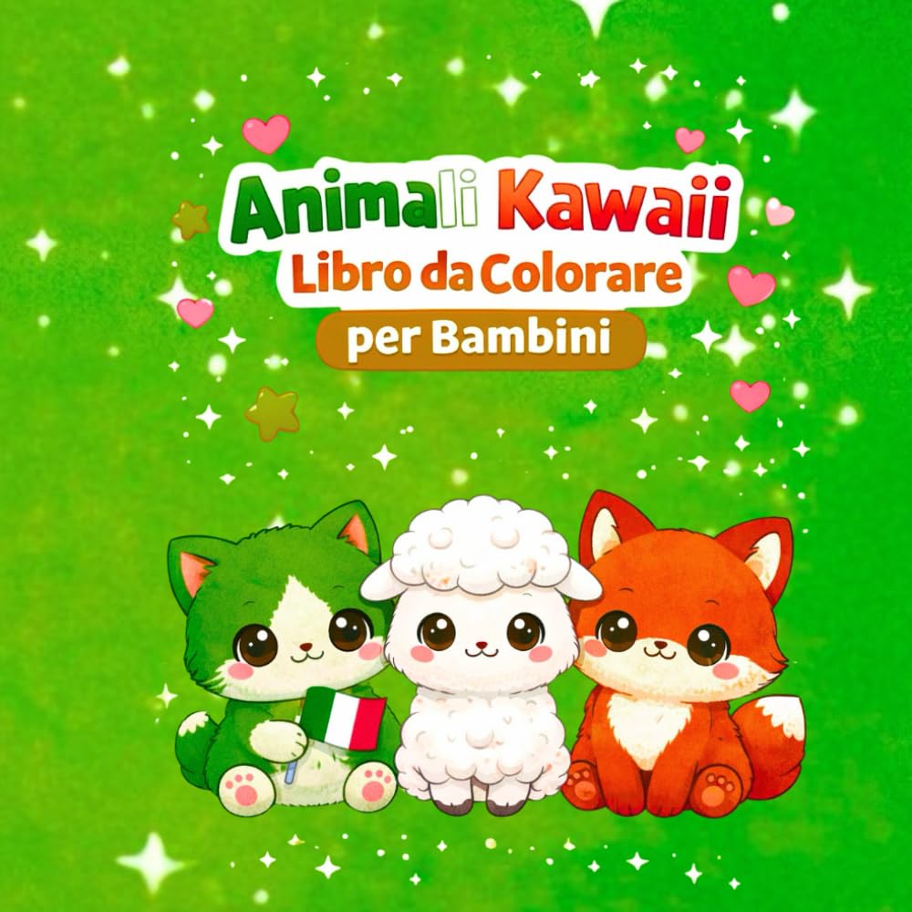 Animali Kawaii Libro da Colorare per Bambini 4–8 Anni: Disegni Super Carini e Facili con Linee Spesse | 30 Pagine da Colorare per Bambini 4–8 Anni