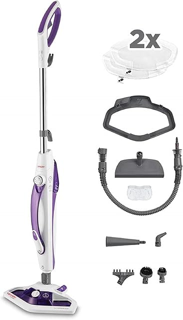Polti Vaporetto SV440_DOUBLE Steam Mop with Handheld Cleaner (UK Version), Vaporforce brush, kills and eliminates 99.9% * of viruses, germs and bacteria, 15 in 1, Purple
