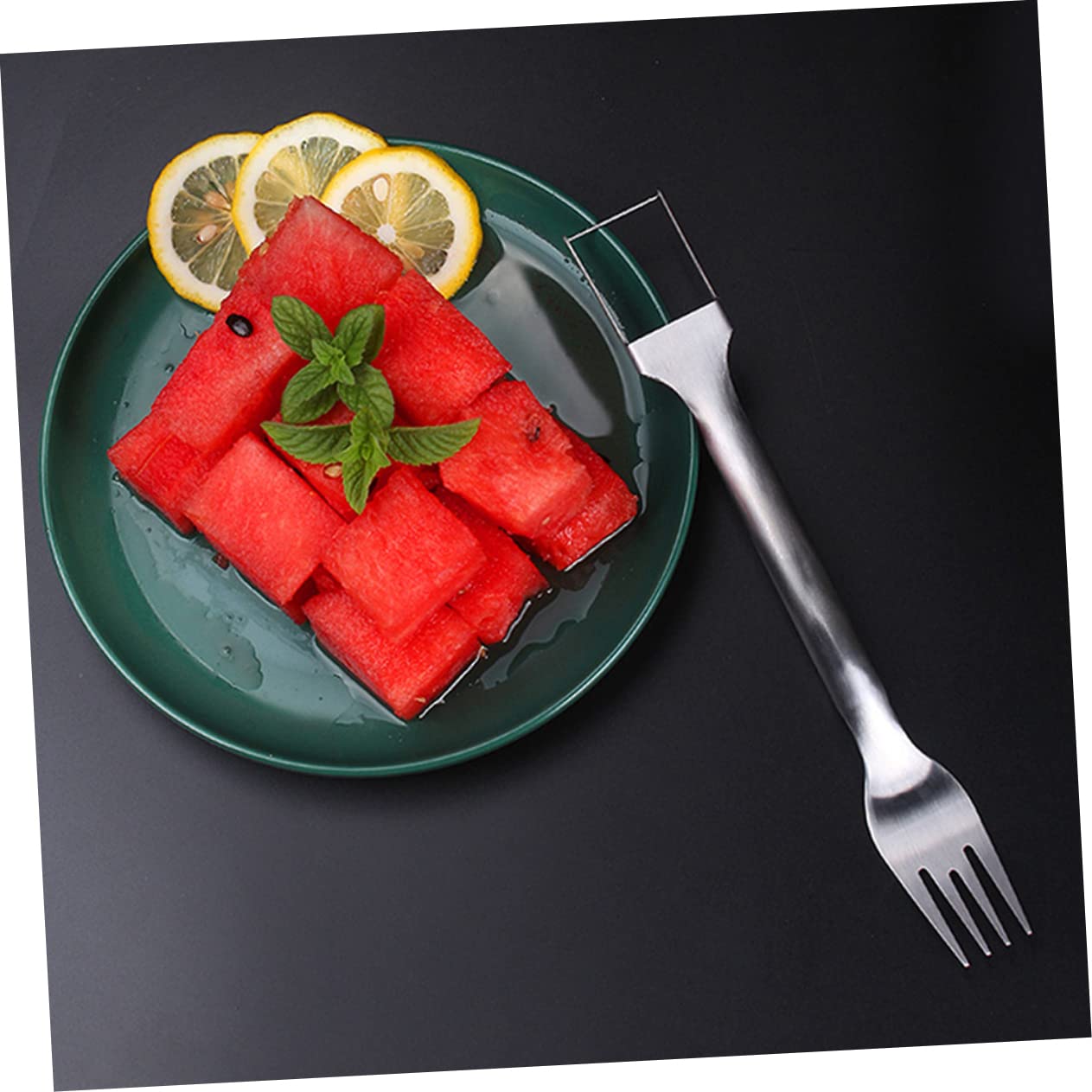 SOLUSTRE 3Pcs Dual Head Watermelon Slicer and Fork Kitchen Utensils for Effortless Fruit Cutting and Serving for Home Restaurant and Parties