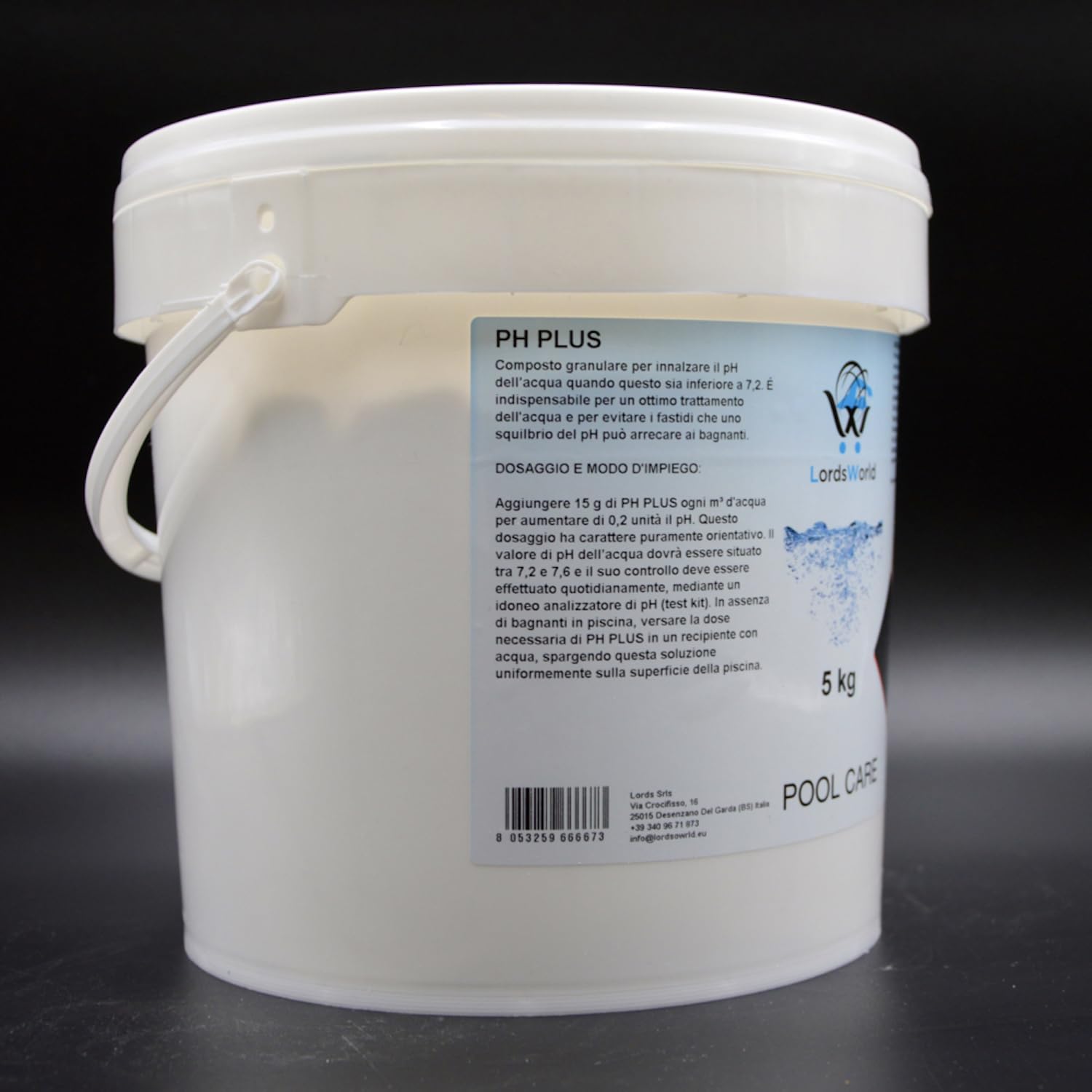 LordsWorld PH Minus Granulare 5kg | Correttore Di PH Per Piscina, Spa E Jacuzzi - Abbassa Il PH E Stabilizza L'Acqua, Prodotto Italiano