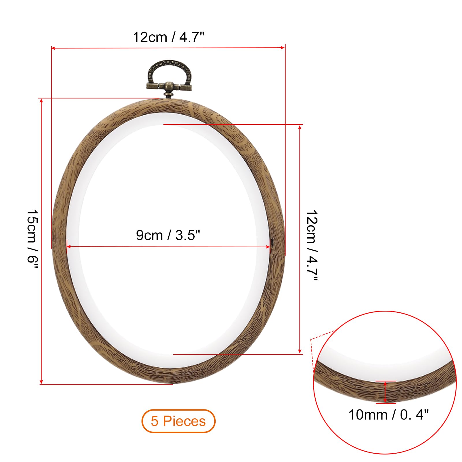 PATIKIL 6x4.7inch Embroidery Hoops - Image 2