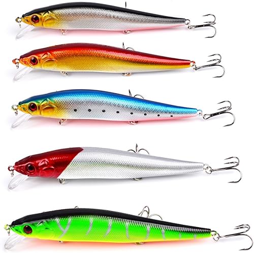 Señuelos de pesca en la costa, pesca de surf, gran cebo duro, 5 unidades, 5.5 pulgadas, 0.8 onzas