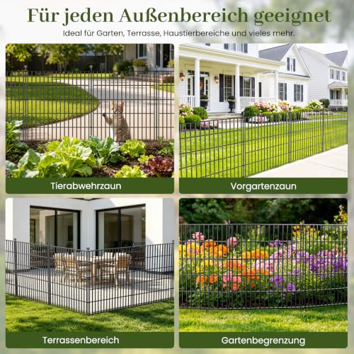 10 Paneele Dekorativer Gartenzaun für Hunde, 101 cm (H) x 7.2 m (L)