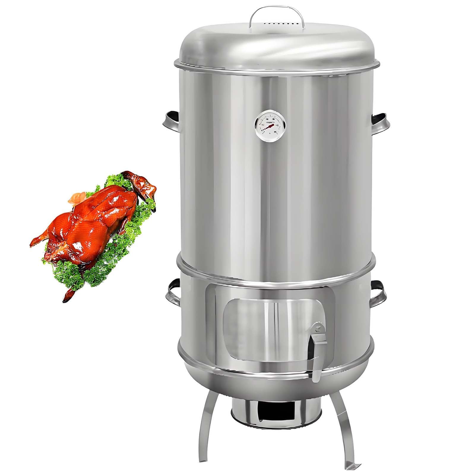 BBQ Portatile,Arrosto Sospeso Pollame Singolo,Affumicatore Verticale | Spiedini Circolari Sospesi,Grande Capacità a 360°,Forno Da Appendere Con Termometro Porta Centrale Barbecue All'aperto