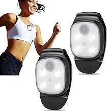 JIZZU Night Running Light, 4 Modes Ultra-Bright LED Lamp with Clip, USB Rechargeable LED Front Torch for Running, Hiking, Biking, Dogs, Children, 2 Pieces