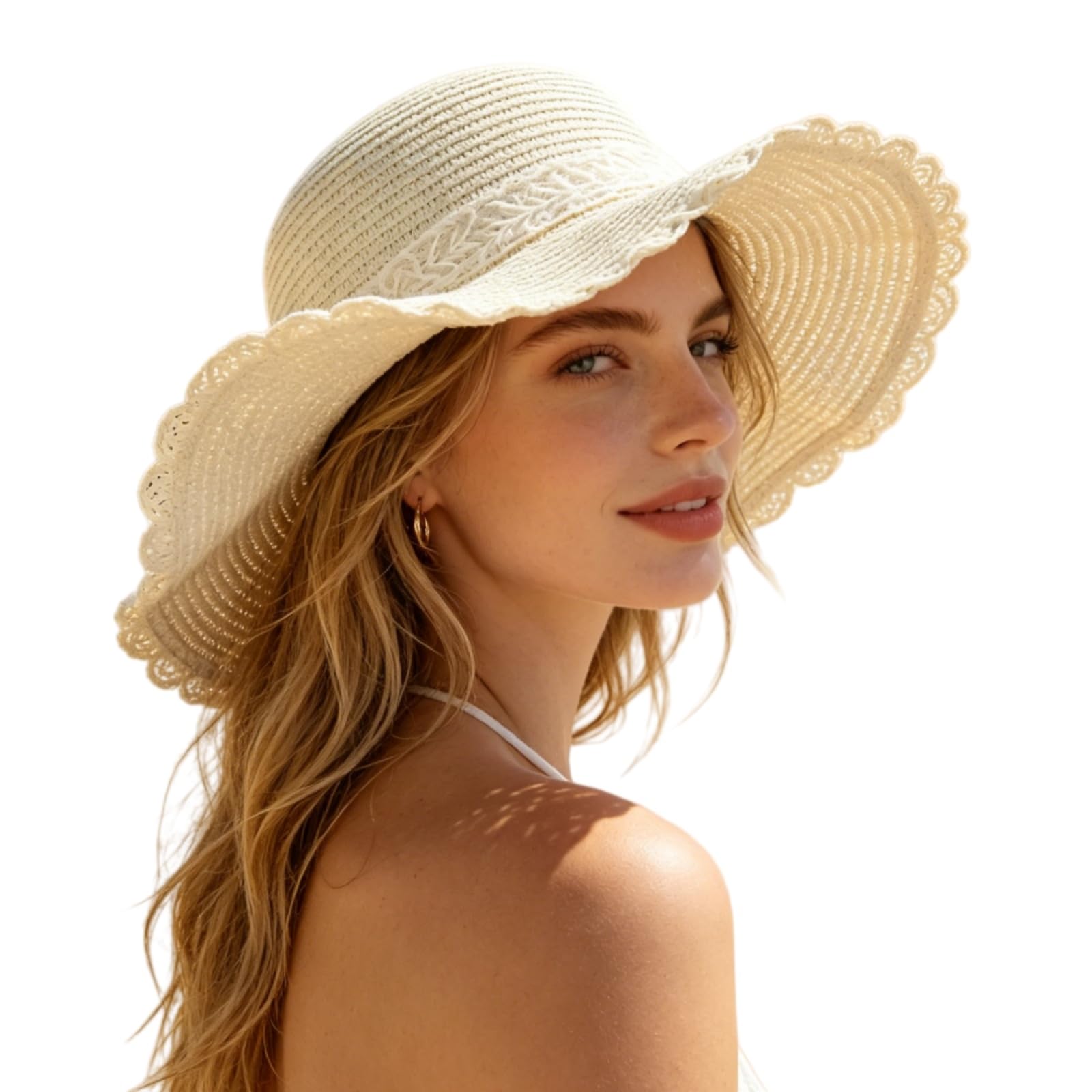 Cappellino da Baseball,Cappello Pescatore Elegante Bow Sun Cappello per Le Donne, Leggero di Vacanza Ampio Bordo Viaggi in Spiaggia E Usura Quotidiana-nz478-khaki