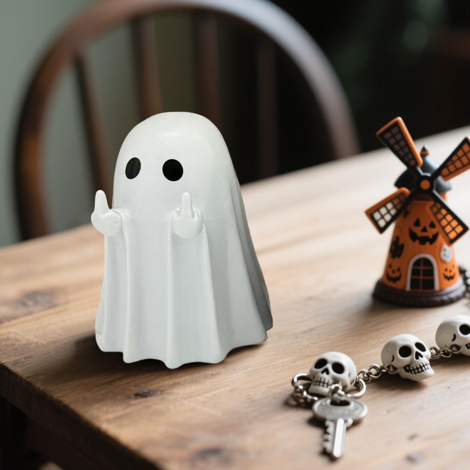 Dorimi Cute Ghost Halloween Ghost Figurine - Resin Ghost Statue, Cute Decor For Indoor Outdoor Halloween Decorations, Spooky Decor For Desk, Porch, Bathroom (Cute Version)