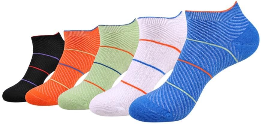 Atlas New York Mens Cotton Ankle Sports Socks 5 Pairs Pack, Multicolor Stripes
