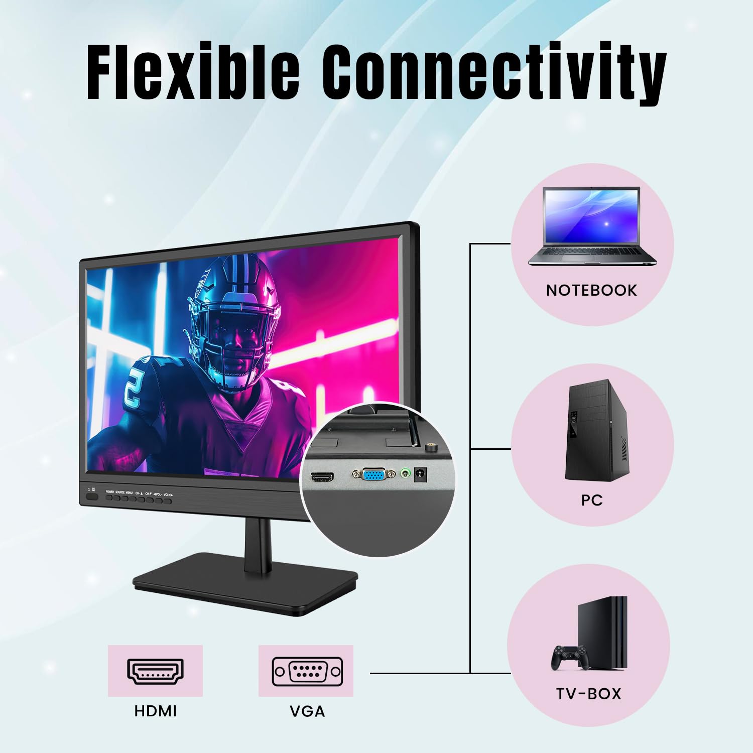 KCR Monitor LED 17 Pulgadas FHD 1920 * 1080 con Entrada HDMI VGA, Altavoces Integrados, frecuencia de actualización de 60 Hz, Tiempo de Respuesta de 5 ms | Entrada HDMI VGA, altavoces incorporados, frecuencia de actualización de 75Hz, tiempo de respuesta