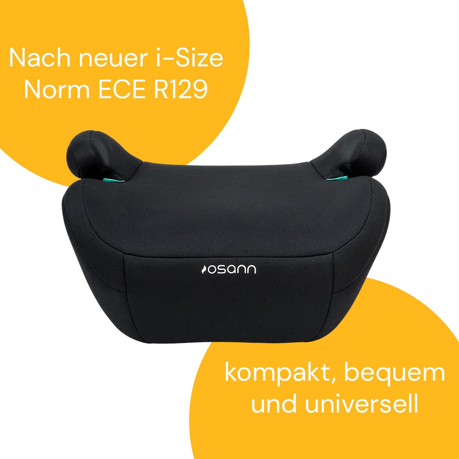 Osann Up, Sitzerhöhung Auto Kinder, Kindersitzerhöhung ohne Isofix 125-150cm (ca. 15-36 kg), Sitzschale i-Size- Black