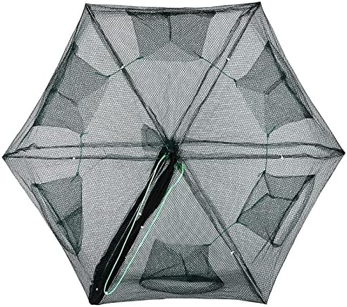 Folded Fishing Trap,Fishing Bait Trap Minnow Trap Crab Trap Minnow Net Crayfish Crawdad Shrimp Net Trap (6 Sides 6 Holes)