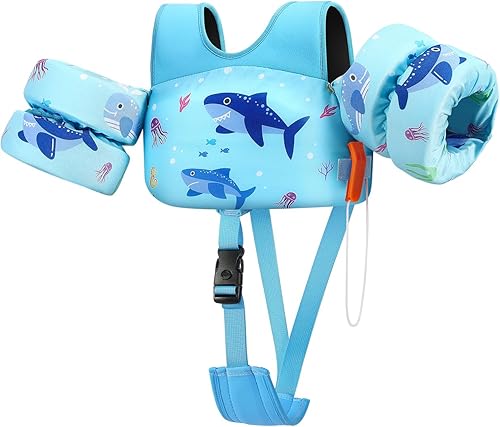 HeySplash Chaleco de natación para niños pequeños, flotadores para niños pequeños de 13 a 30 libras, puente para niños con correa ajustable,