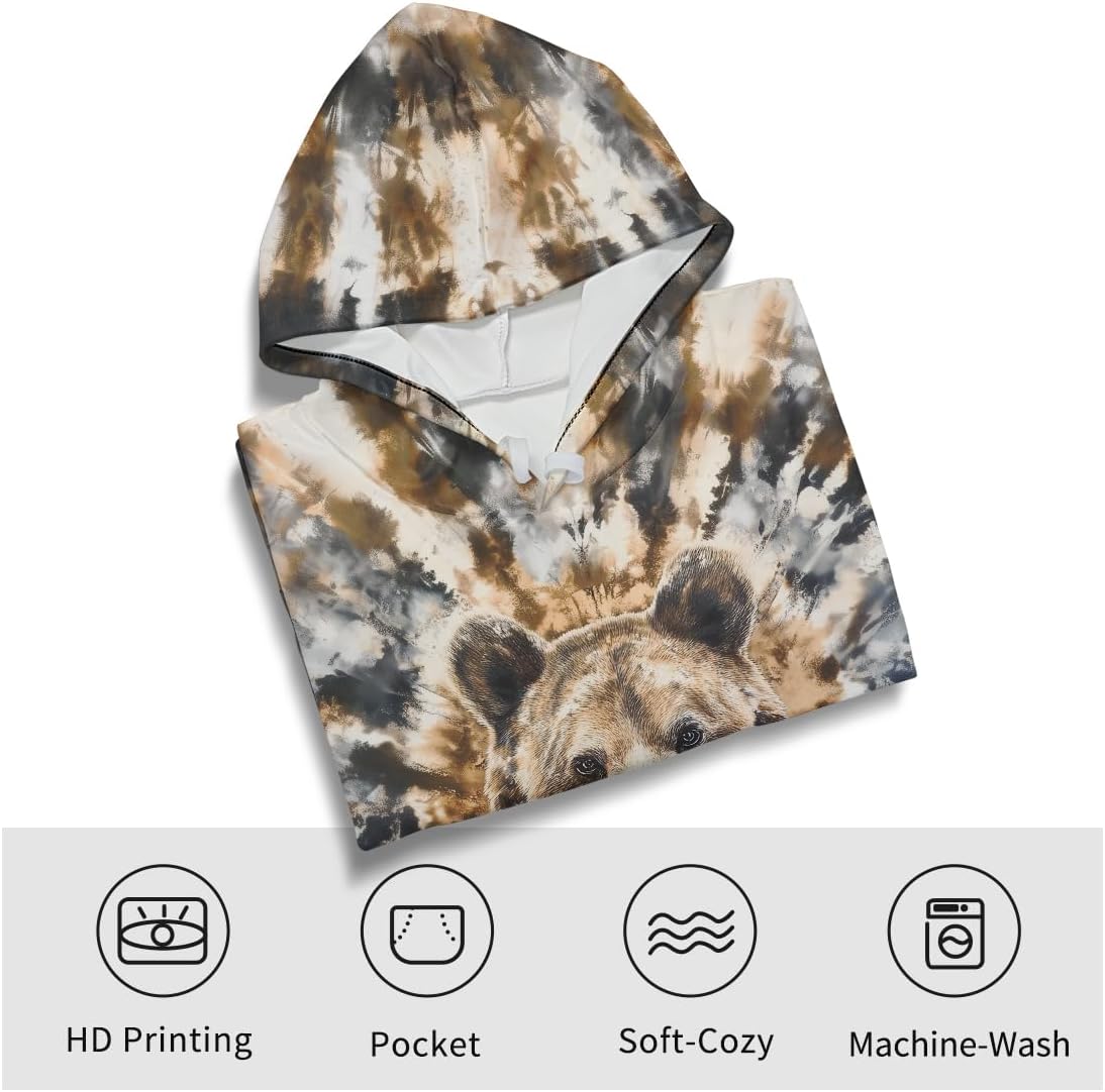 Tie Dye Style Hoodie for Men 3D Animal Print Sweatshirt Pullover with Hood,Unisex - Image 3