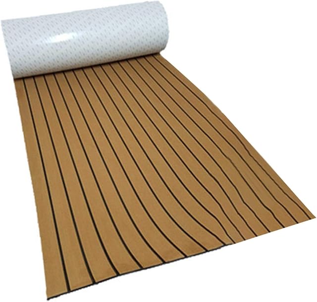 POHOVE Boat Decking Sheet 94x17'' EVA Foam Teak Floor Decking Sheet Boat EVA Teak Decking Sheet Self-Adhesive Sea Deck Boat Flooring Pad Marine Flooring Mat for Boat Yacht RV