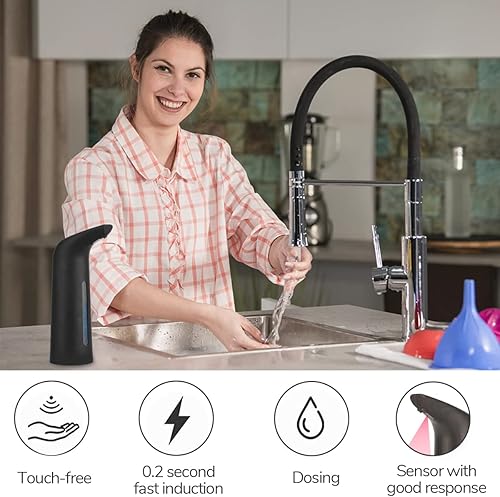 Miniatura 2 de Dispensador automático de jabón sin contacto, dispensador de jabón líquido sin contacto de 13.5 fl oz, dispensador de jabón para platos manos