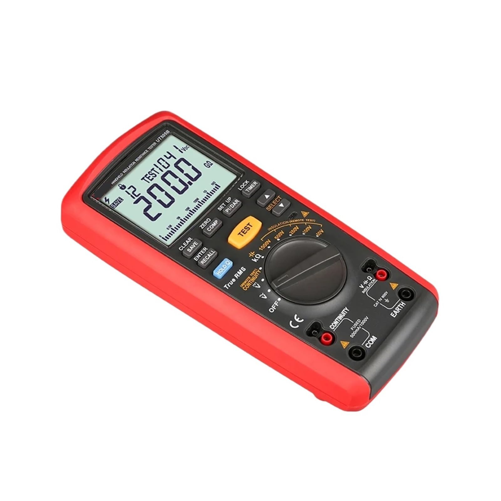 Probador de Resistencia, Comprobadores de resistencia de aislamiento portátiles 1000 V 20 GΩ UT505A UT505B Miliómetro digital Ohmímetro Rango automático(UT505B)