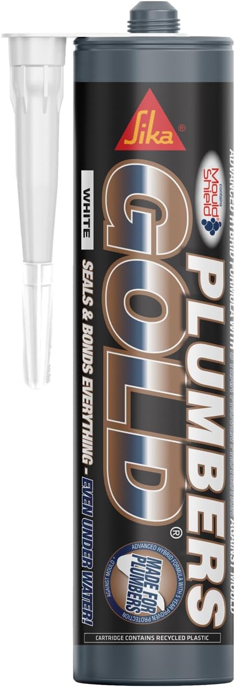 Everbuild PLUMBGWE-EBD Plumbers Gold Sealant and Adhesive with Mould Shield, White, 290 ml