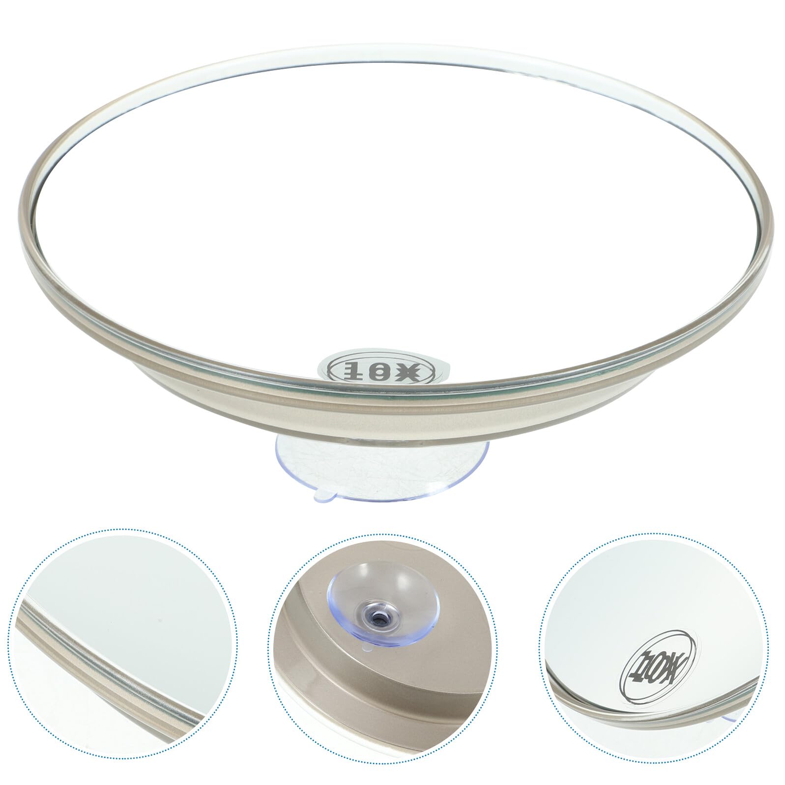 Espejo de Aumento para Baño con Ventosa Portátil Aumento Espejo de Maquillaje Cara Diseño Moderno sin Perforaciones Acabado Dorado
