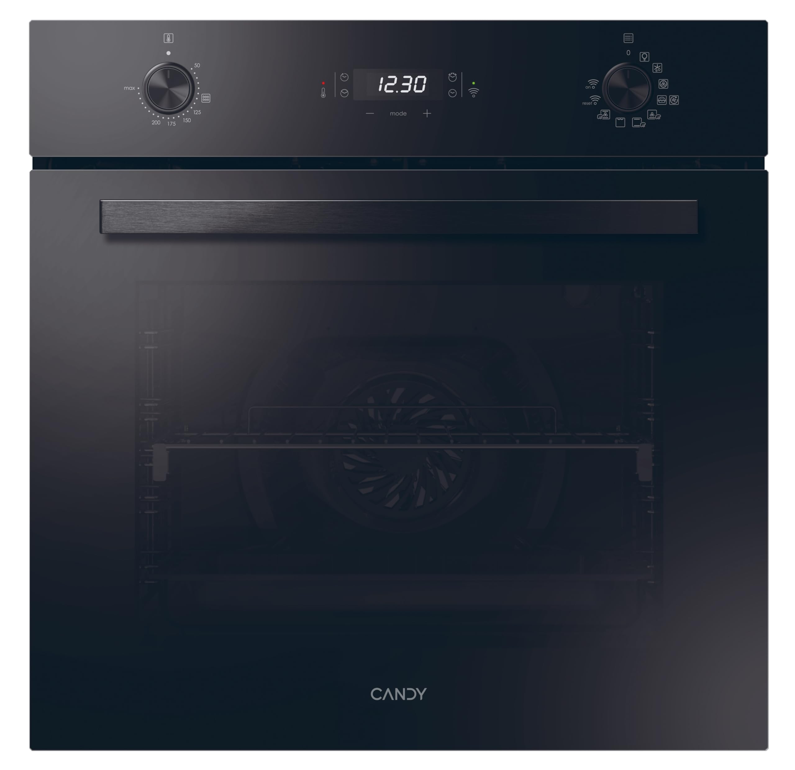 Candy Moderna Black FMBC A825S E0 Horno Multifunción, 70L, WIFI, 2 Bandejas y 1 Rejilla, Función Vapor, Guia Telescópica, Limpieza Hidrolítica, Convección + Ventilador, 8 Funciones, Display, Negro