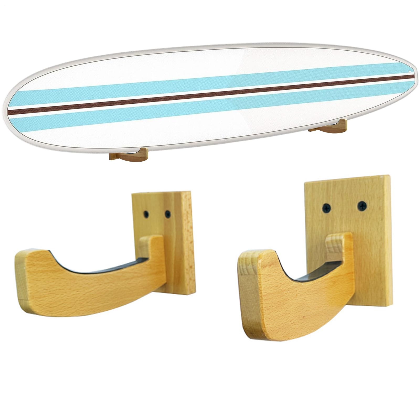 Support mural pour skateboard de salon et terrasse en bois naturel