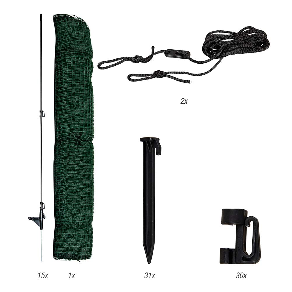 horizont Flex cercado perimetral móvil Especial con 15 Postes Separados de Fibra de Vidrio, 25 m de Largo y 90 cm de Alto, Red de jardín, Valla para Perros y Camping