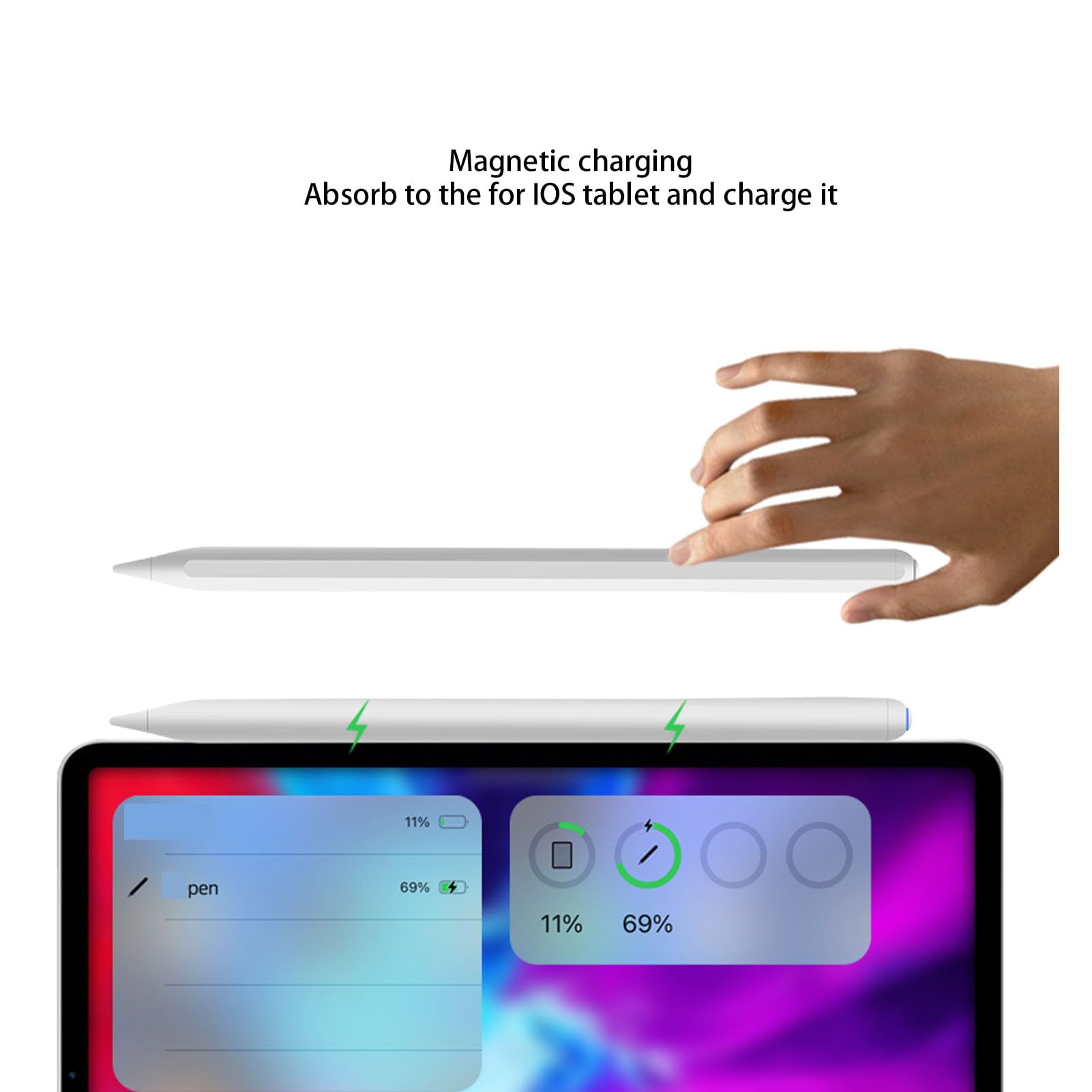Lápiz óptico para Tableta, Lápiz óptico para Pantallas Táctiles, Lápiz óptico de Disco Magnético con Sensibilidad a la Inclinación, Rechazo de Palma para Tableta iOS Superior a