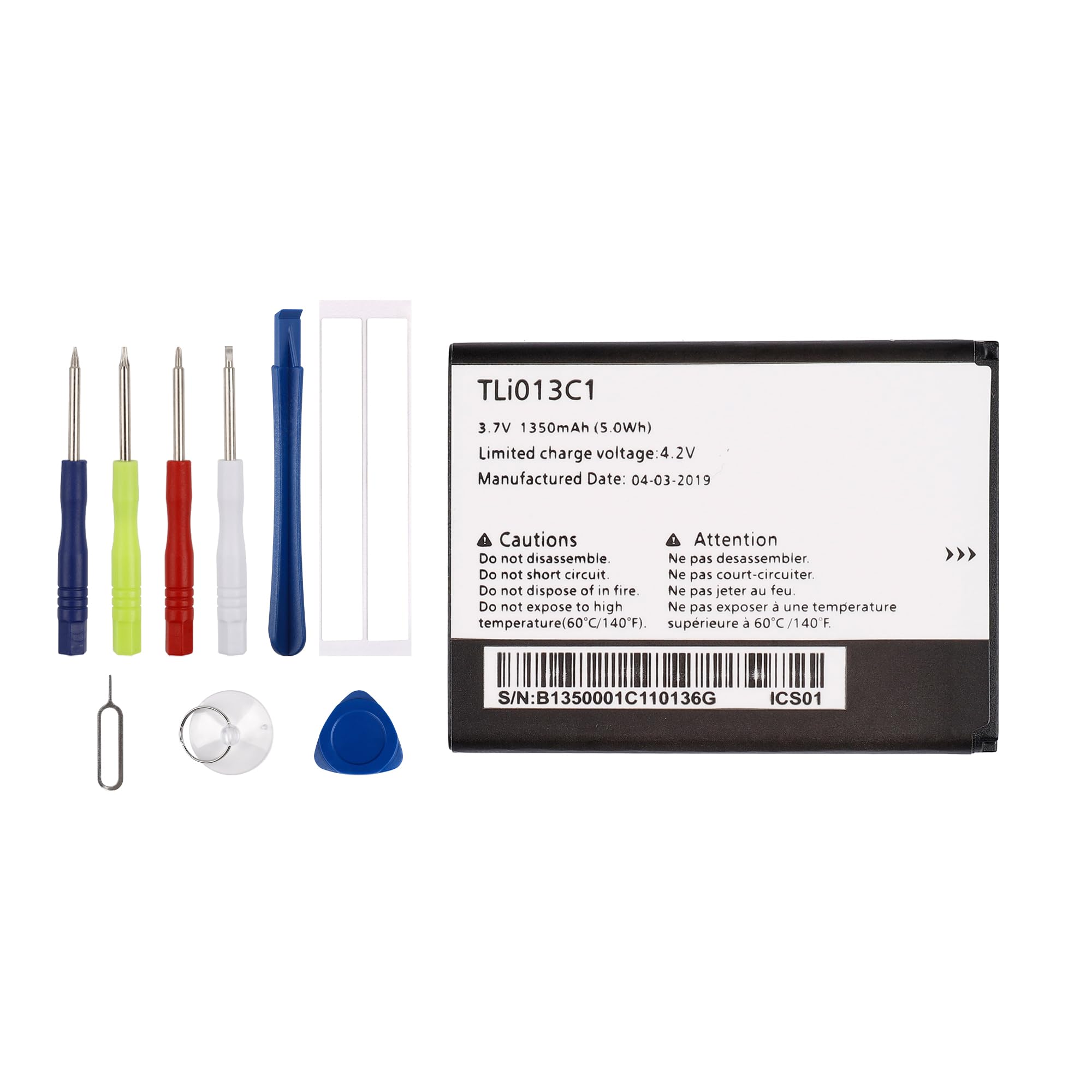 Vvsialeek [New] TLi013C1 Replacement Battery for Alcatel One Touch Go Flip Phone 4051S 4044W 4044T 4044O 4044V with Free Toolkit.