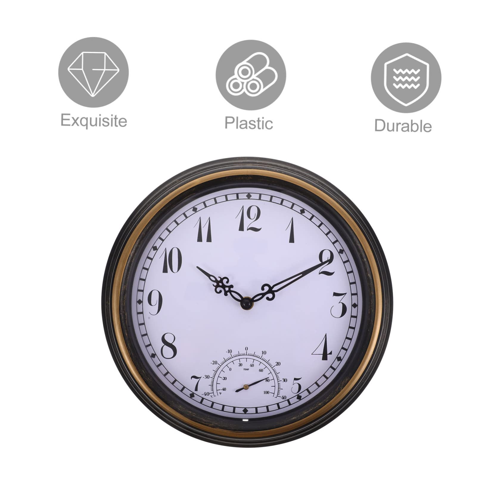 Garneck Orologio Da Parete Con Termometro Orologio Da Muro Moderno Per Casa e Camera Da Letto Decorazione Pratica