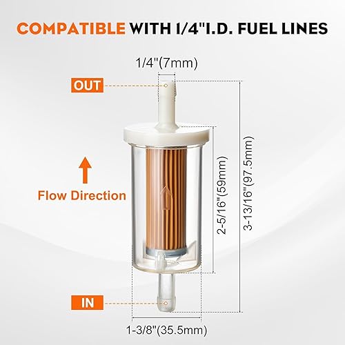 Miniatura 7 de Hipa Pack-Of-2 695666 - Filtro de combustible para Brigs and Straton 845125 JohnD-eer D100 D105 D110 D120 D125 D130 D140 D150 D155 D160 D170 LA120