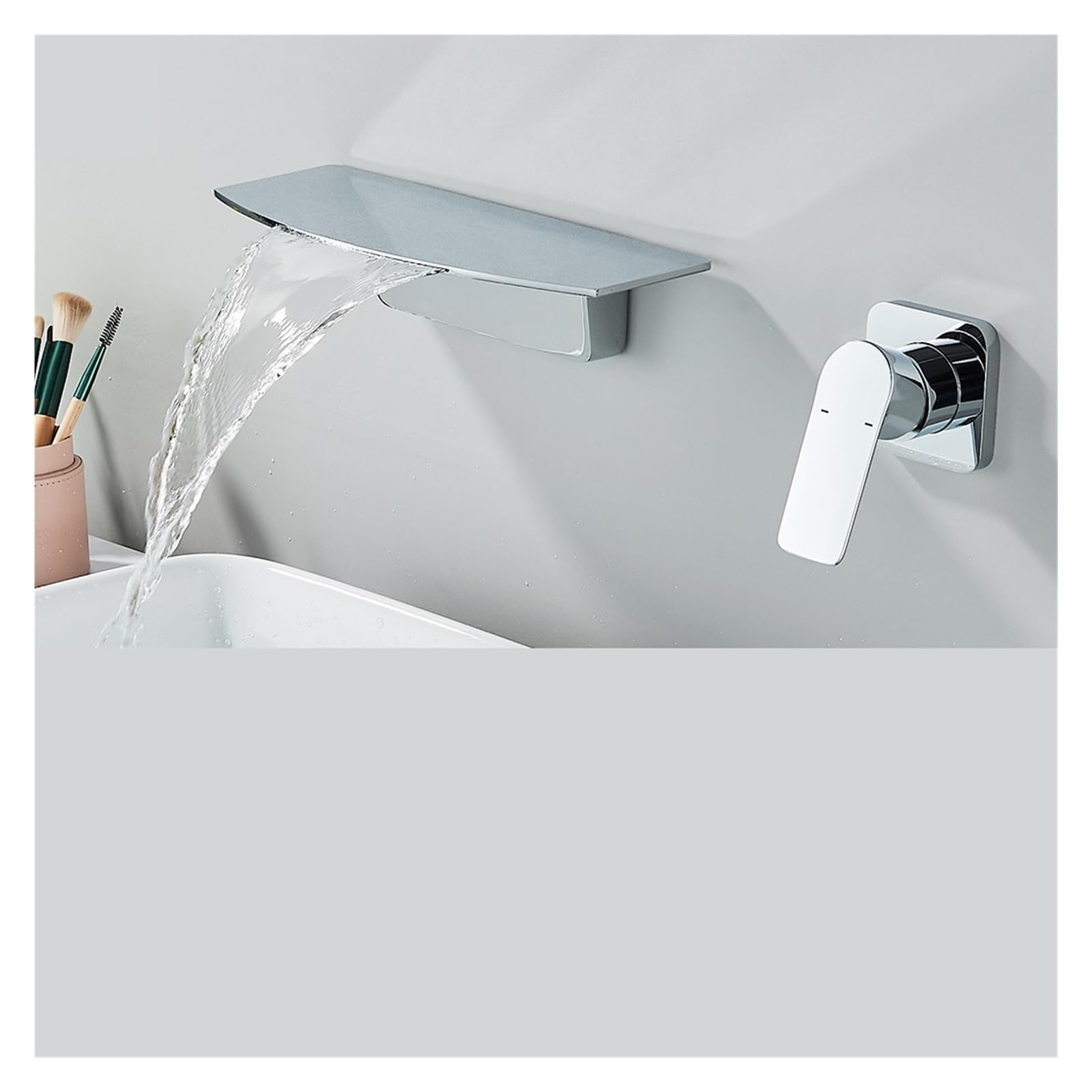 Mitigeur de baignoire cascade mural chrome brillant pour salle de bain luxe