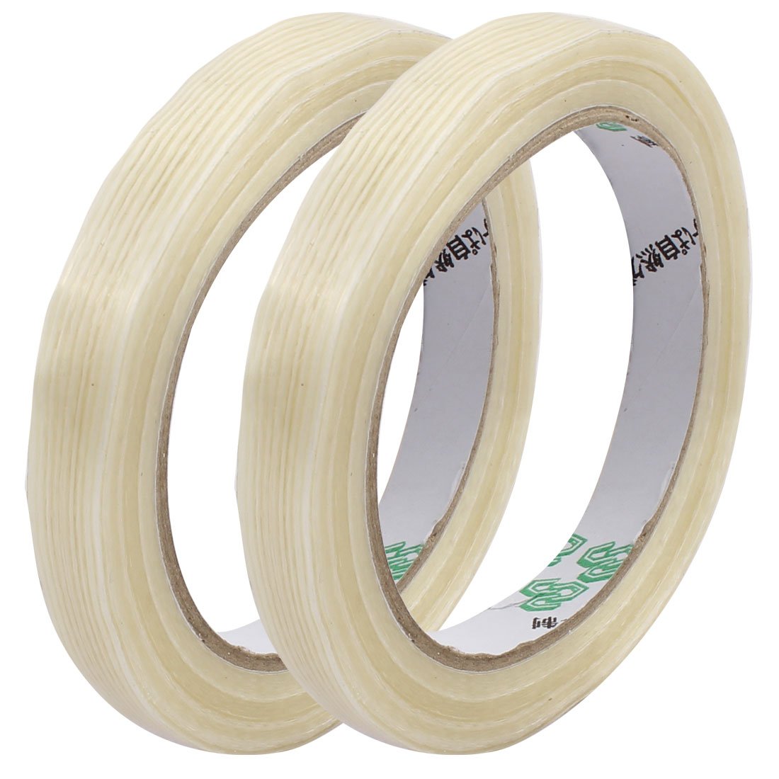 Aexit 2Pcs 12mm Electrical equipment Width 0.22mm Thickness Stripe Type Filament Strapping Tape 25m Length